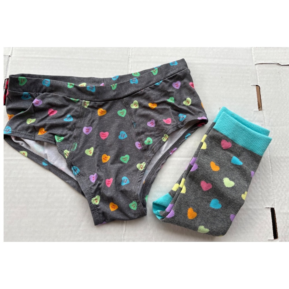 Tipsy Elves Womens Candy Hearts Underwear Socks Gift Set Tin TE-V791XS XS